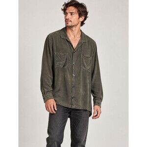 Vintage CP Shades Rayon Shirt Men's M Olive Gray 90s Grunge Fluid Drape